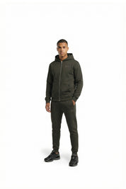 Malelions Men Striped Signature Zip Hoodie | Vintage Green