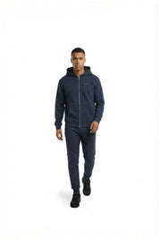 Malelions Men Striped Signature Zip Hoodie | Navy