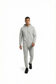 Malelions Men Striped Signature Zip Hoodie | Pearl Grey