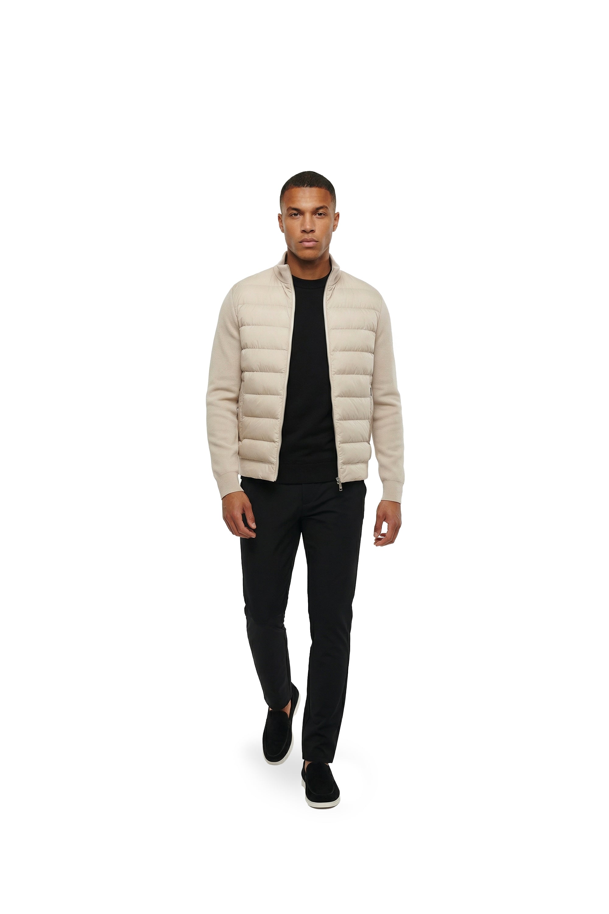 Malelions Men Knitted Hybrid Jacket | Light Taupe