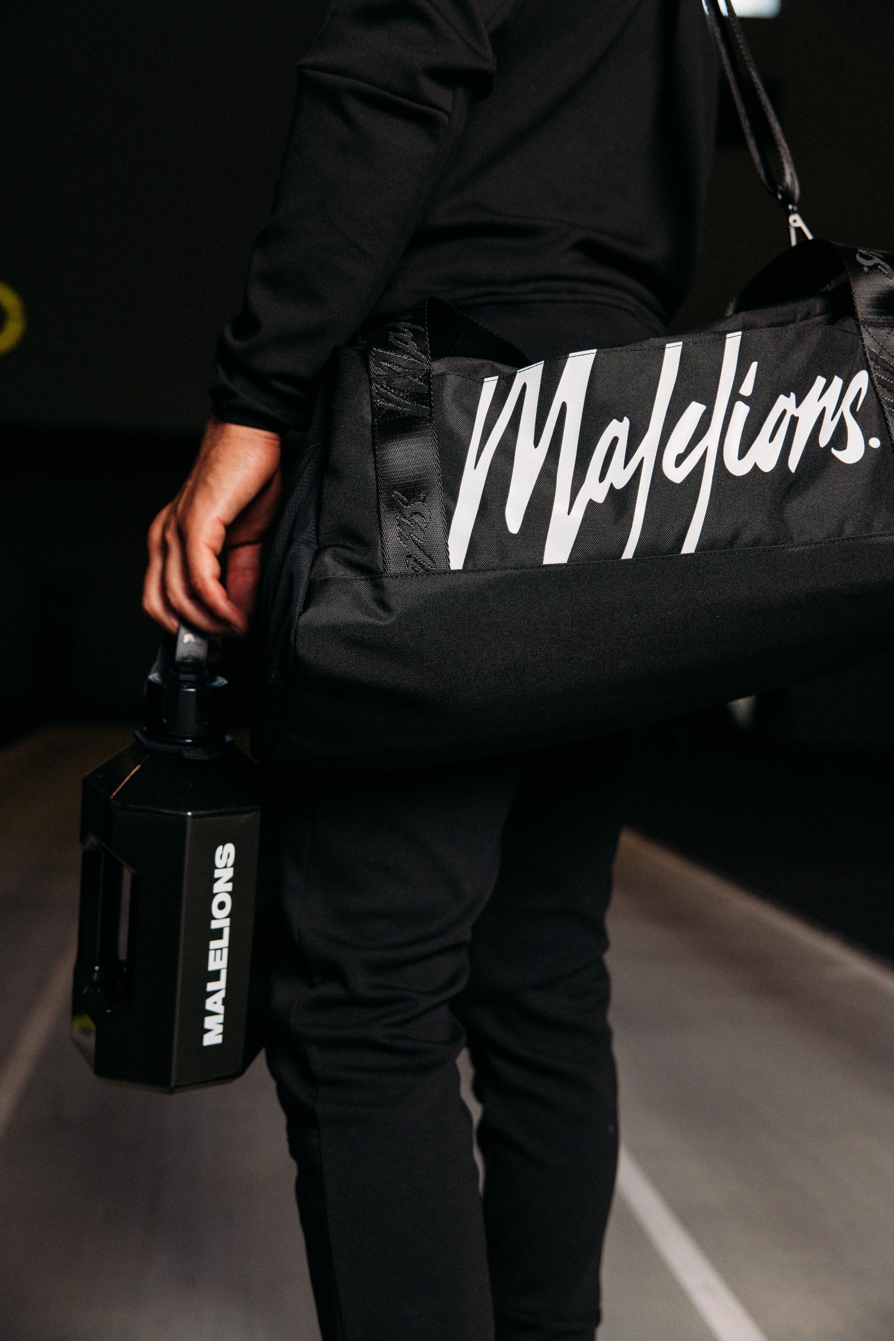 Malelions Sport Signature Duffle Bag | Black/White