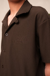 Malelions Junior Horizon Ribbed Shirt | Dark Brown