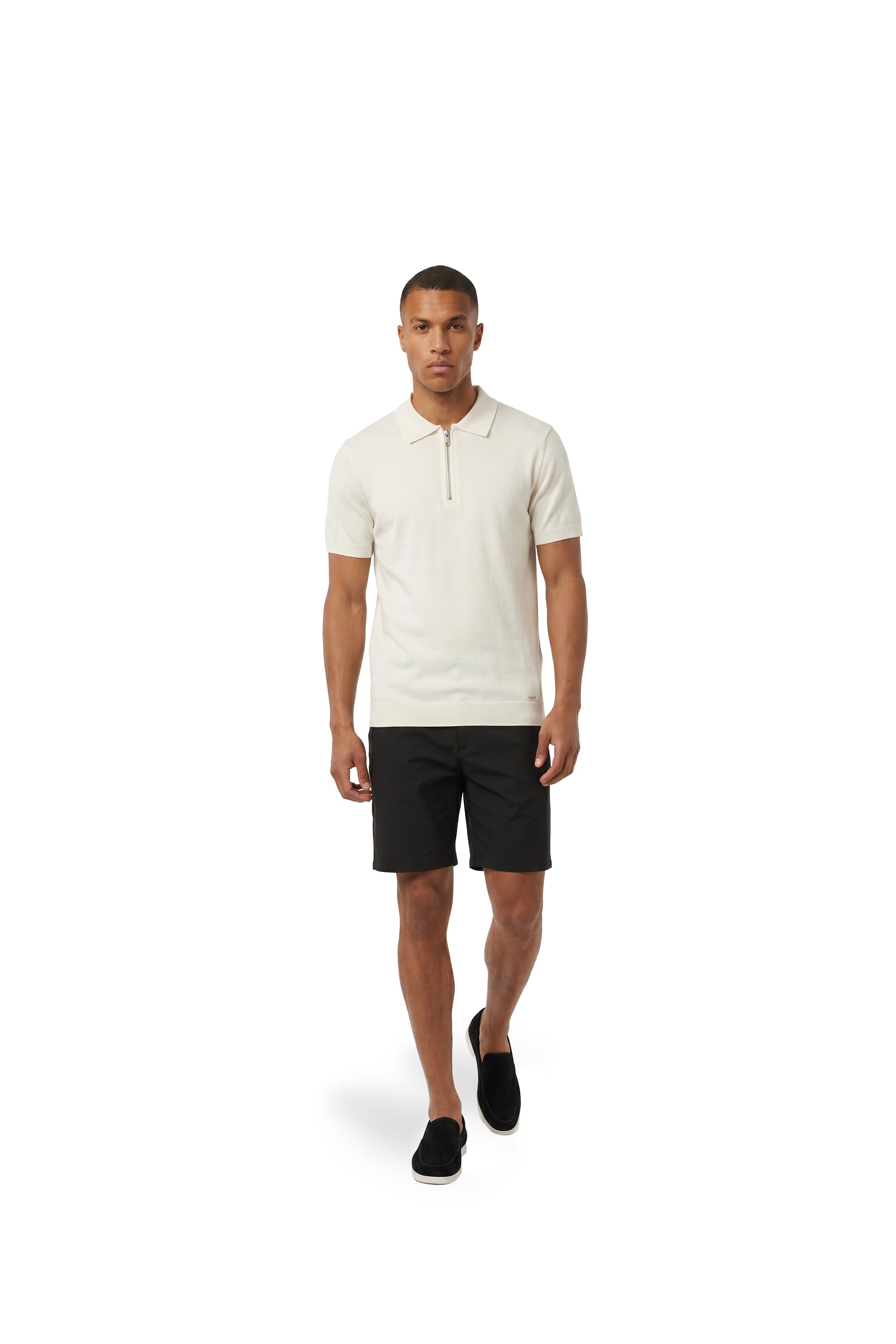 Malelions Men Knitted Zip Polo | Off-White
