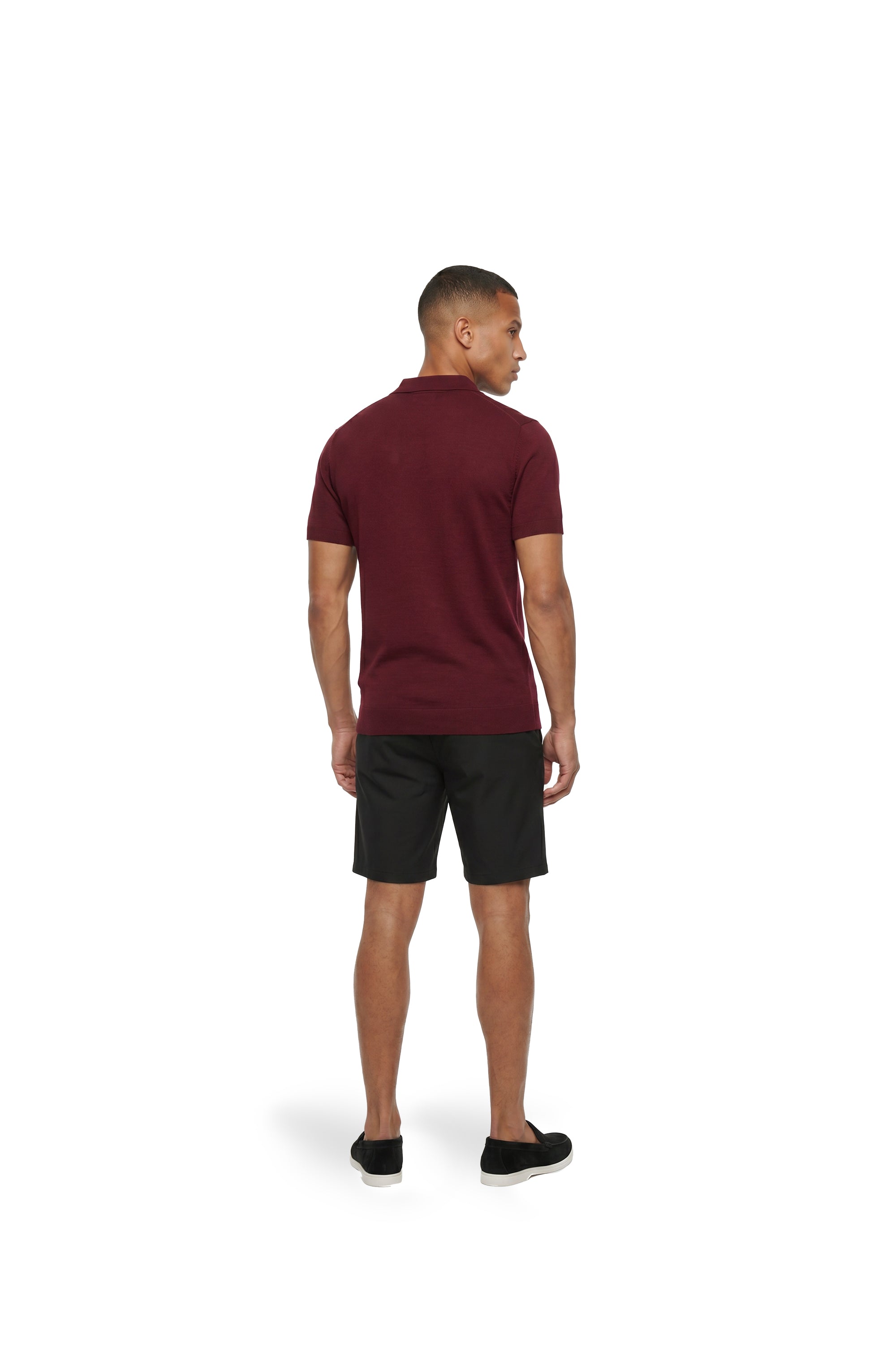 Malelions Men Knitted Zip Polo | Burgundy