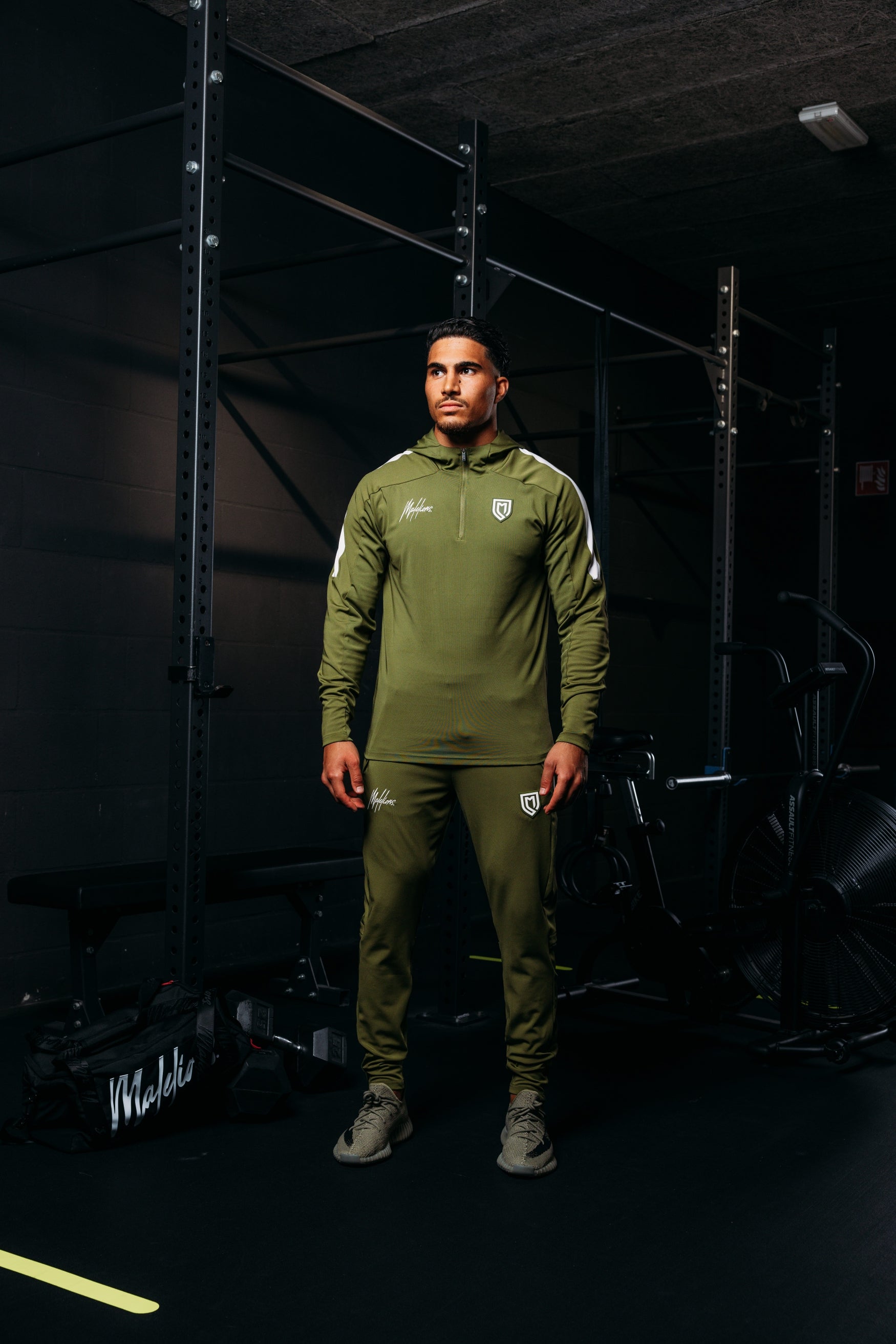 Malelions Sport Fielder Half Zip Hoodie | Army Green