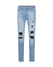 Malelions Men Ripped Biker Jeans | Light Blue