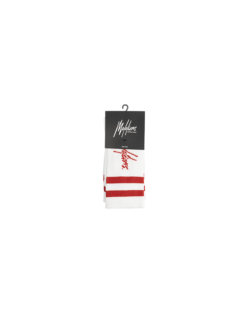 Malelions Signature Christmas Socks 3-Pack | White/Red