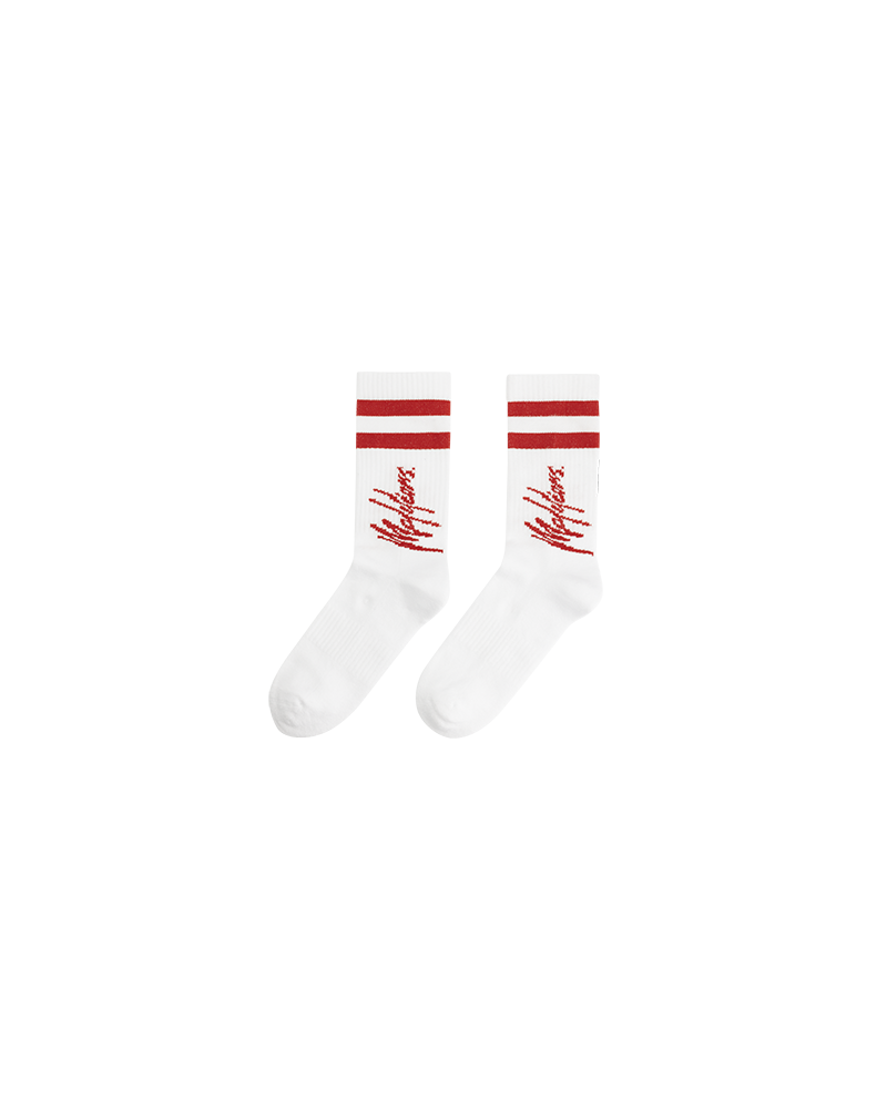 Malelions Signature Christmas Socks 3-Pack | White/Red