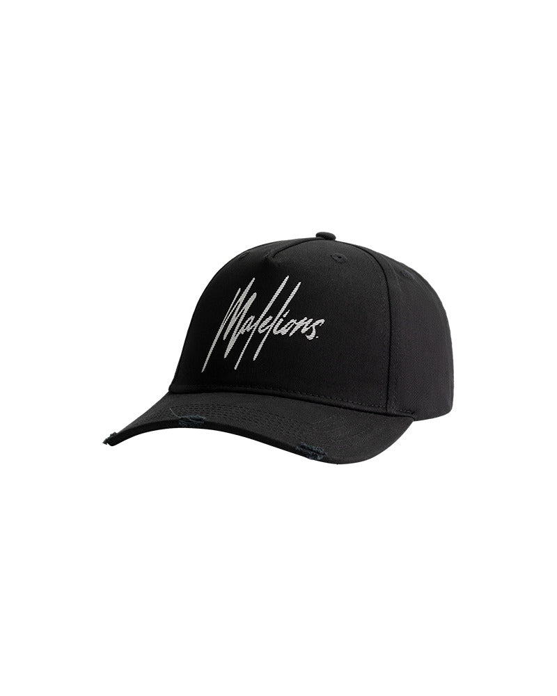  Malelions Men Striped Signature Cap | Black/White