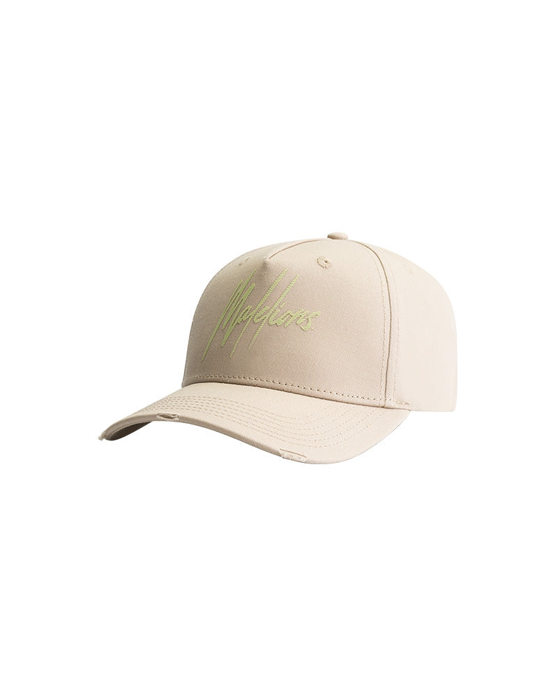  Malelions Men Striped Signature Cap | Taupe/Light Green