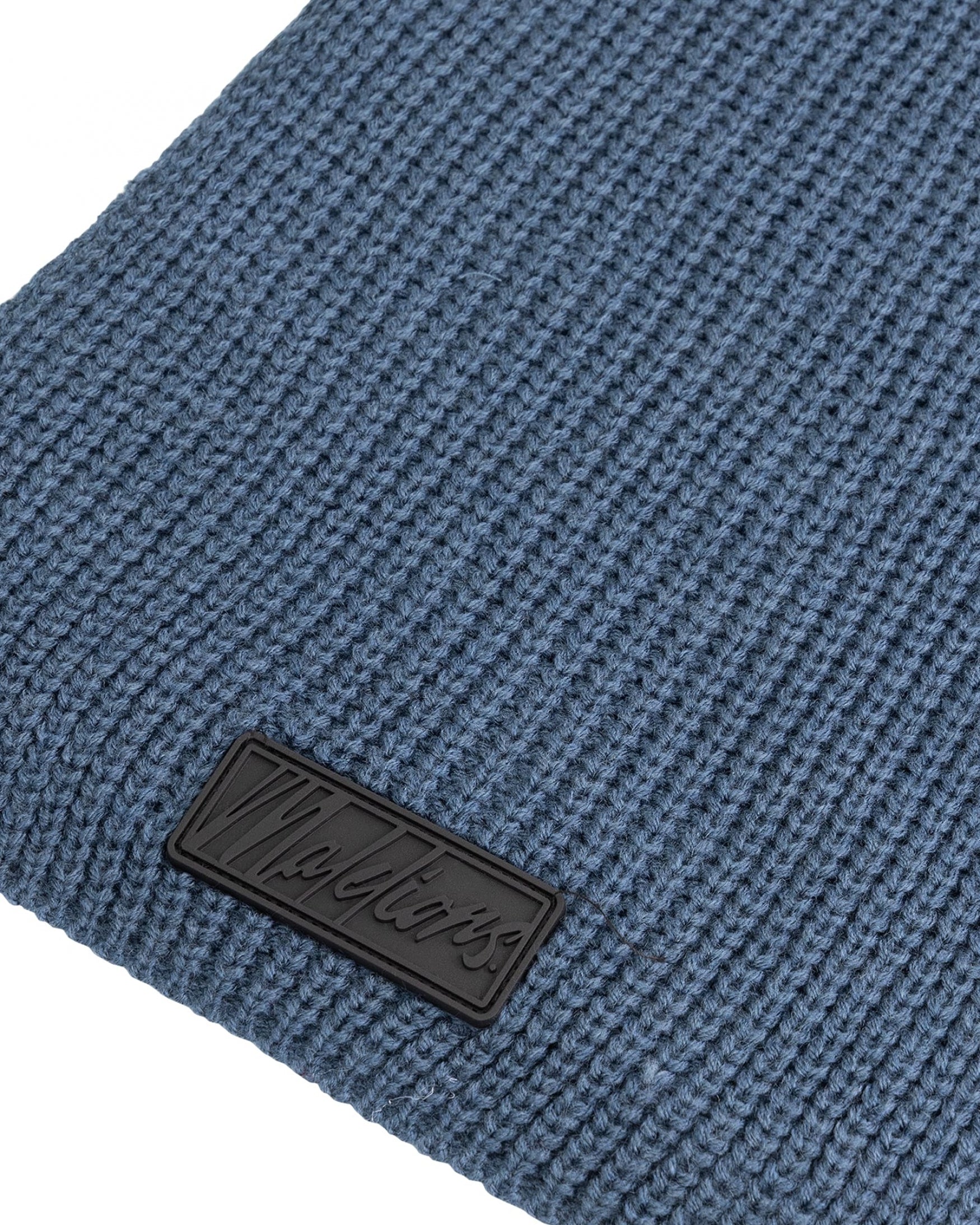 Malelions Men Ribbed Logo Scarf | Blue Slate