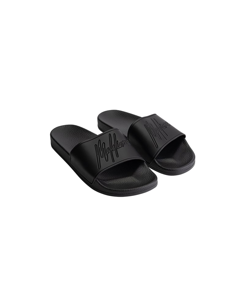 Malelions Men Signature Slides | Black/Black