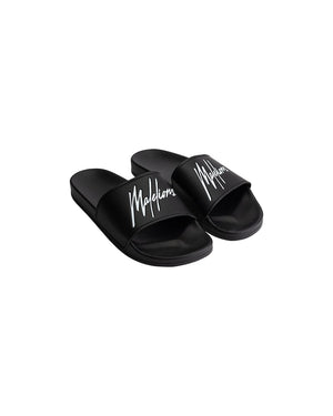 Malelions Men Signature Slides | Black/White