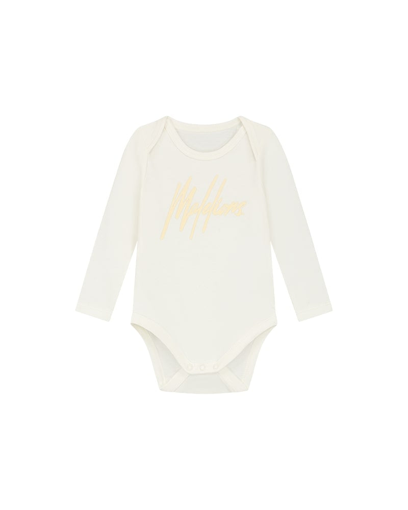  Malelions Baby Longsleeve Bodysuit | Off White