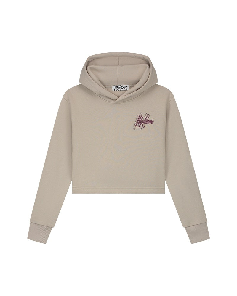  Malelions Women Reserved Crop Hoodie | Taupe