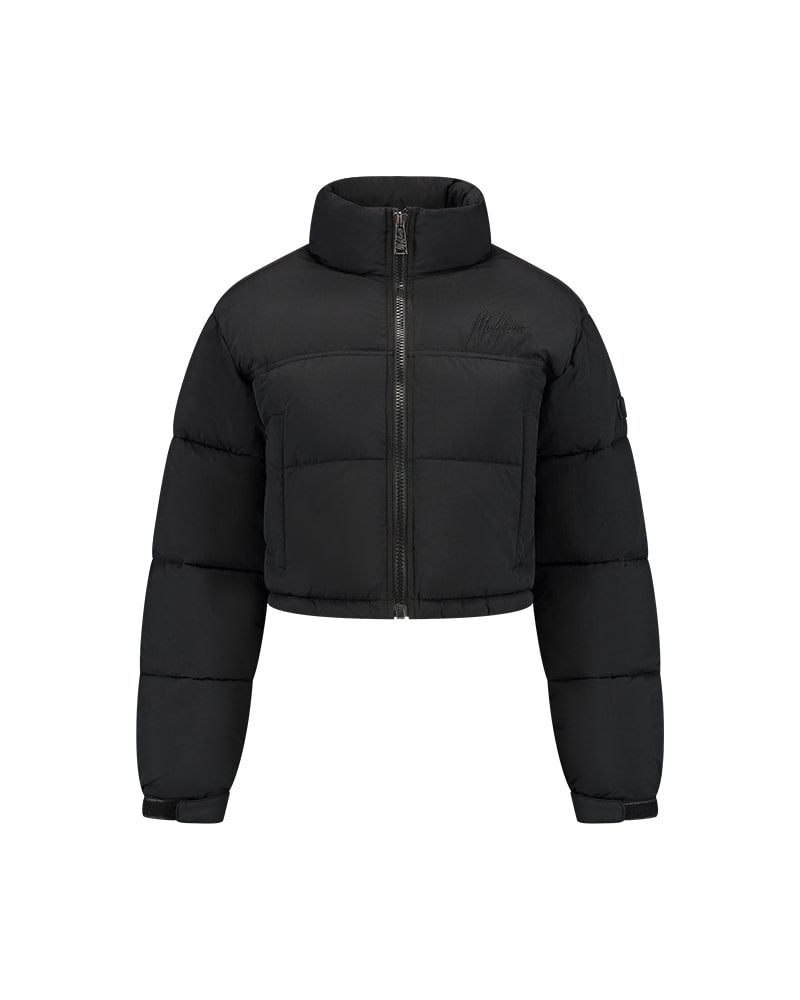 Malelions Women Signature Cropped Puffer Jacket Black Malelions