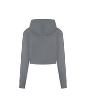 Malelions Women Cropped Zip Hoodie | Dark Grey
