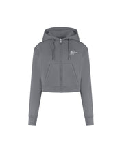 Malelions Women Cropped Zip Hoodie | Dark Grey
