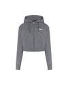  Malelions Women Cropped Zip Hoodie | Dark Grey
