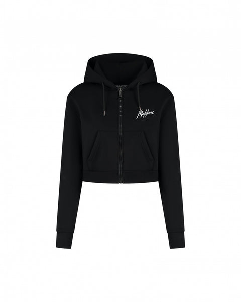 Malelions Women Cropped Zip Hoodie - Black - Malelions
