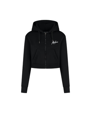 Malelions Women Cropped Zip Hoodie | Black