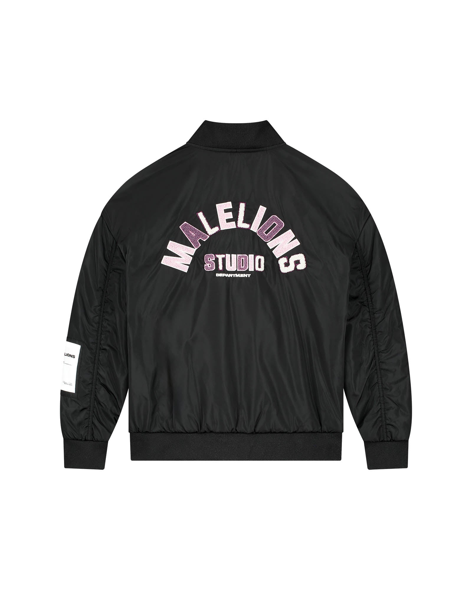 Malelions Women Oversized Label Bomber Jacket | Deep Black