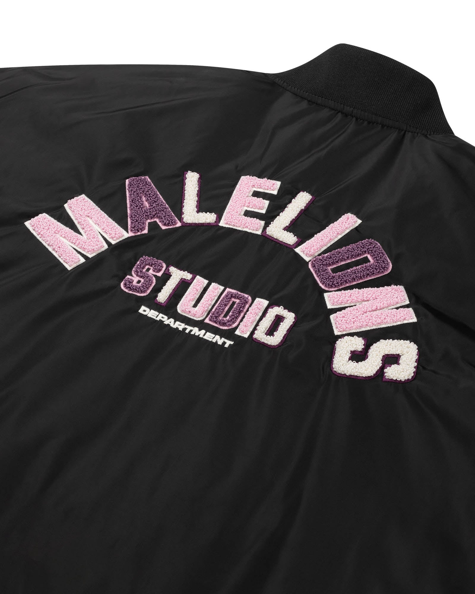 Malelions Women Oversized Label Bomber Jacket | Deep Black