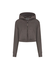 Malelions Women Cropped Zip Hoodie | Brown