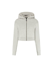 Malelions Women Cropped Zip Hoodie | Grey Melange