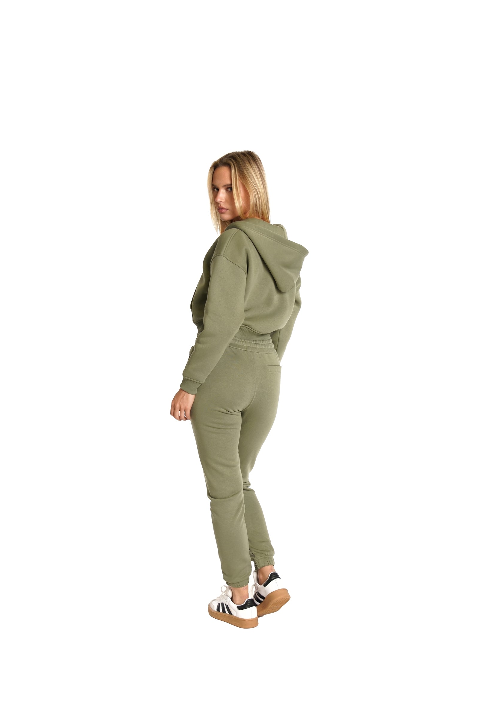 Malelions Damen Cropped Signature Trainingsanzug | Armeegrün