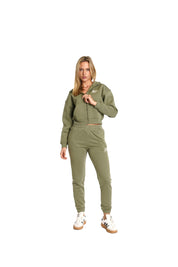 Malelions Damen Cropped Signature Trainingsanzug | Armeegrün