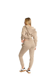 Malelions Women Cropped Signature Tracksuit | Taupe