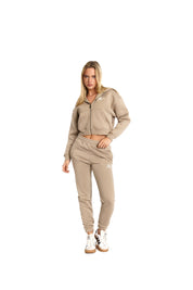 Malelions Women Cropped Signature Tracksuit | Taupe