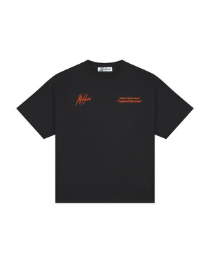 Malelions Damen-T-Shirt „Erinnerungen eingefangen“ | Schwarz/Orange