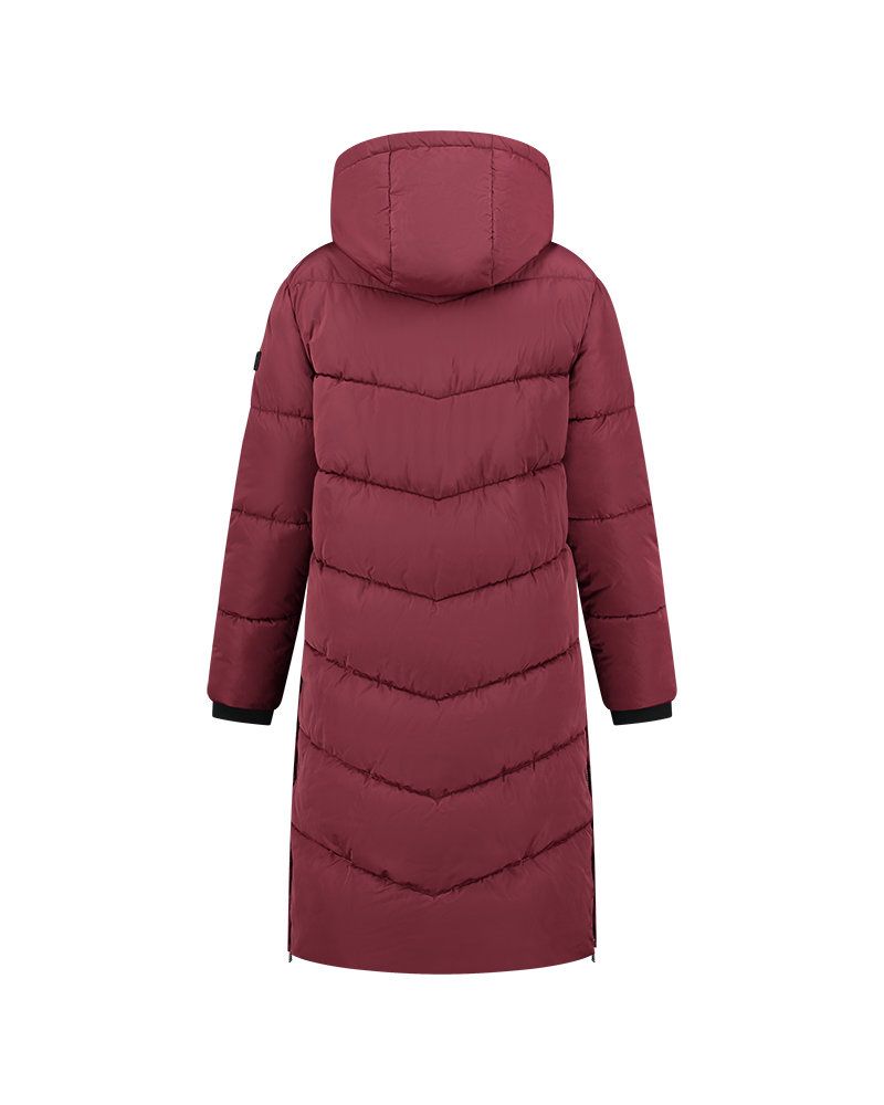 Malelions Women Signature Long Puffer Jacket | Burgundy