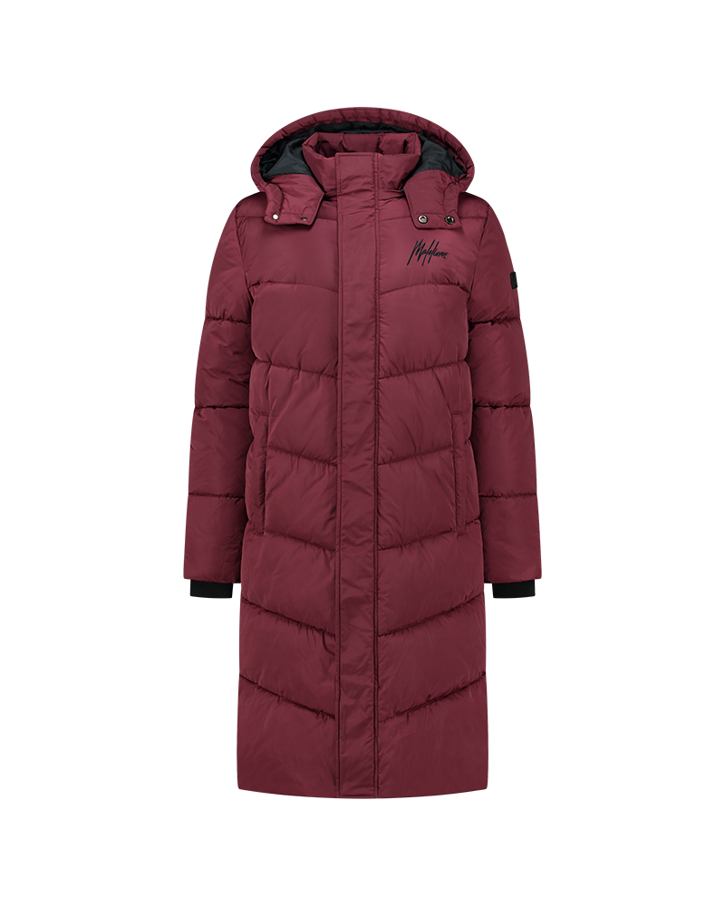  Malelions Women Signature Long Puffer Jacket | Burgundy