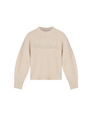 Malelions Women Embroidered Knit Sweater | Beige