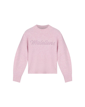 Malelions Women Embroidered Knit Sweater | Light Pink
