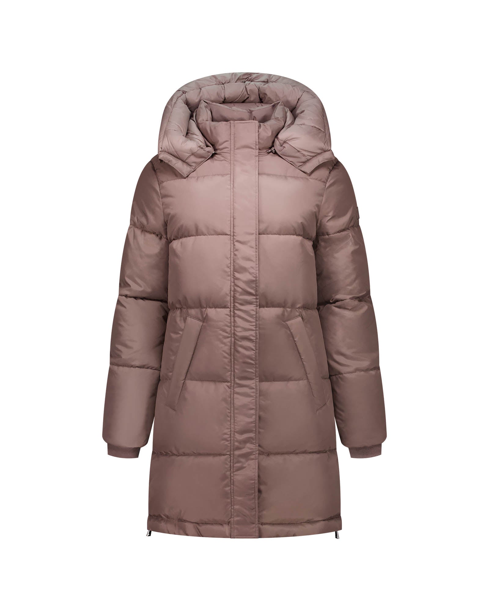 Malelions Women Mid Length Puffer Jacket - dark taupe - Malelions
