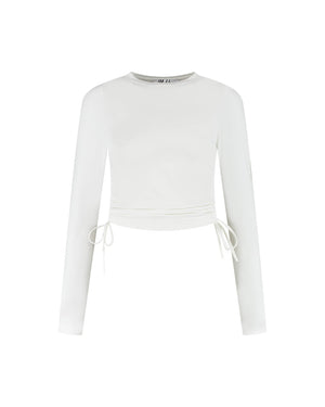 Malelions Women Drawcord Longsleeve Top | White