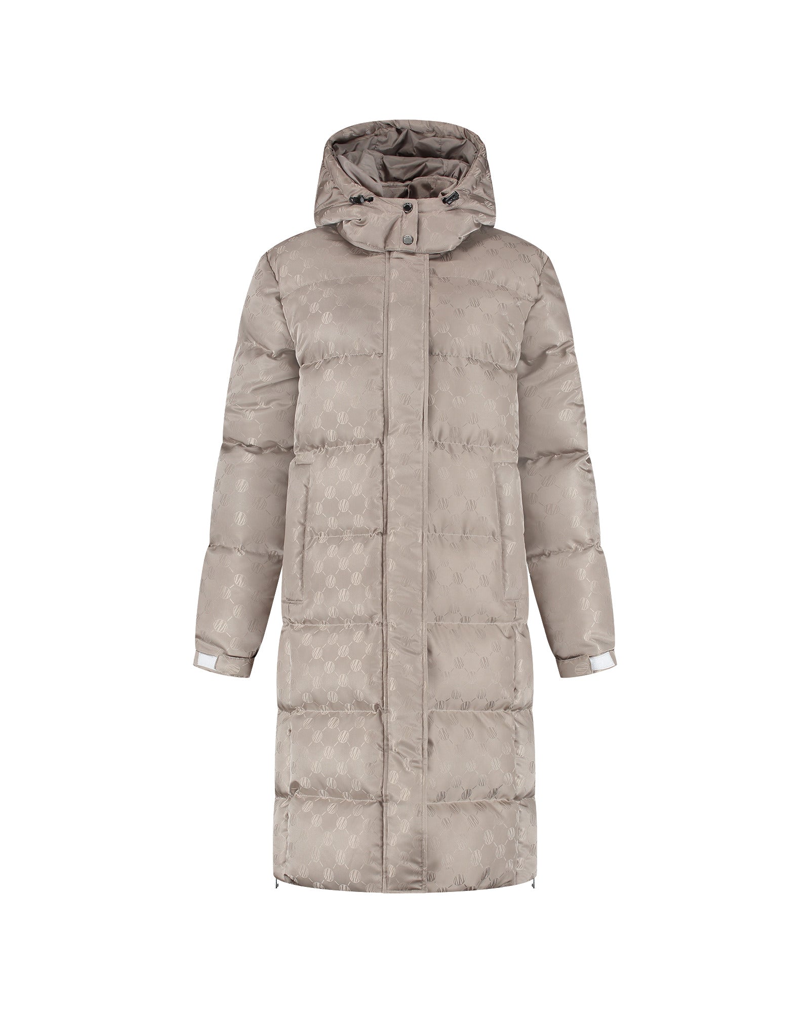 Malelions Women Monogram Long Puffer Jacket | Dark Taupe
