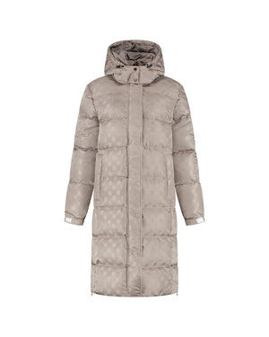Malelions Women Monogram Long Puffer Jacket | Dark Taupe