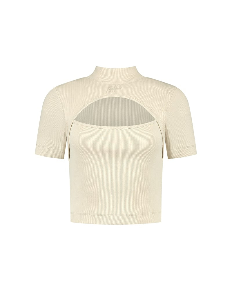  Malelions Women Cut Out Crop Top | Beige