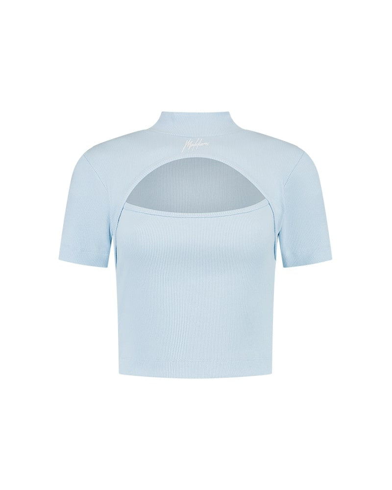  Malelions Women Cut Out Crop Top | Ice Blue