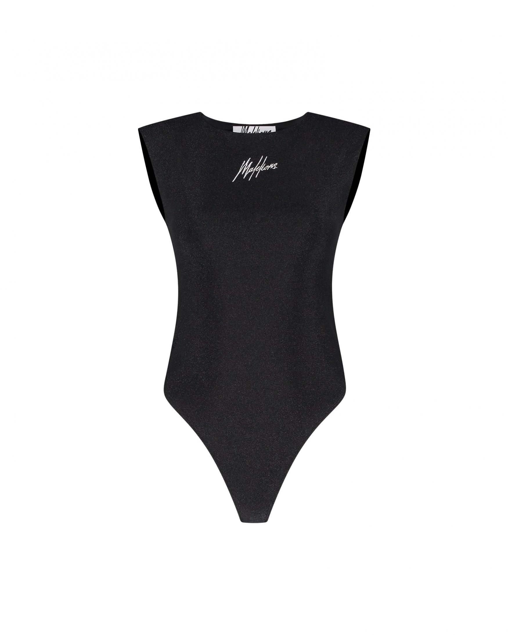  Malelions Women Sparkling Shoulder Bodysuit | Black