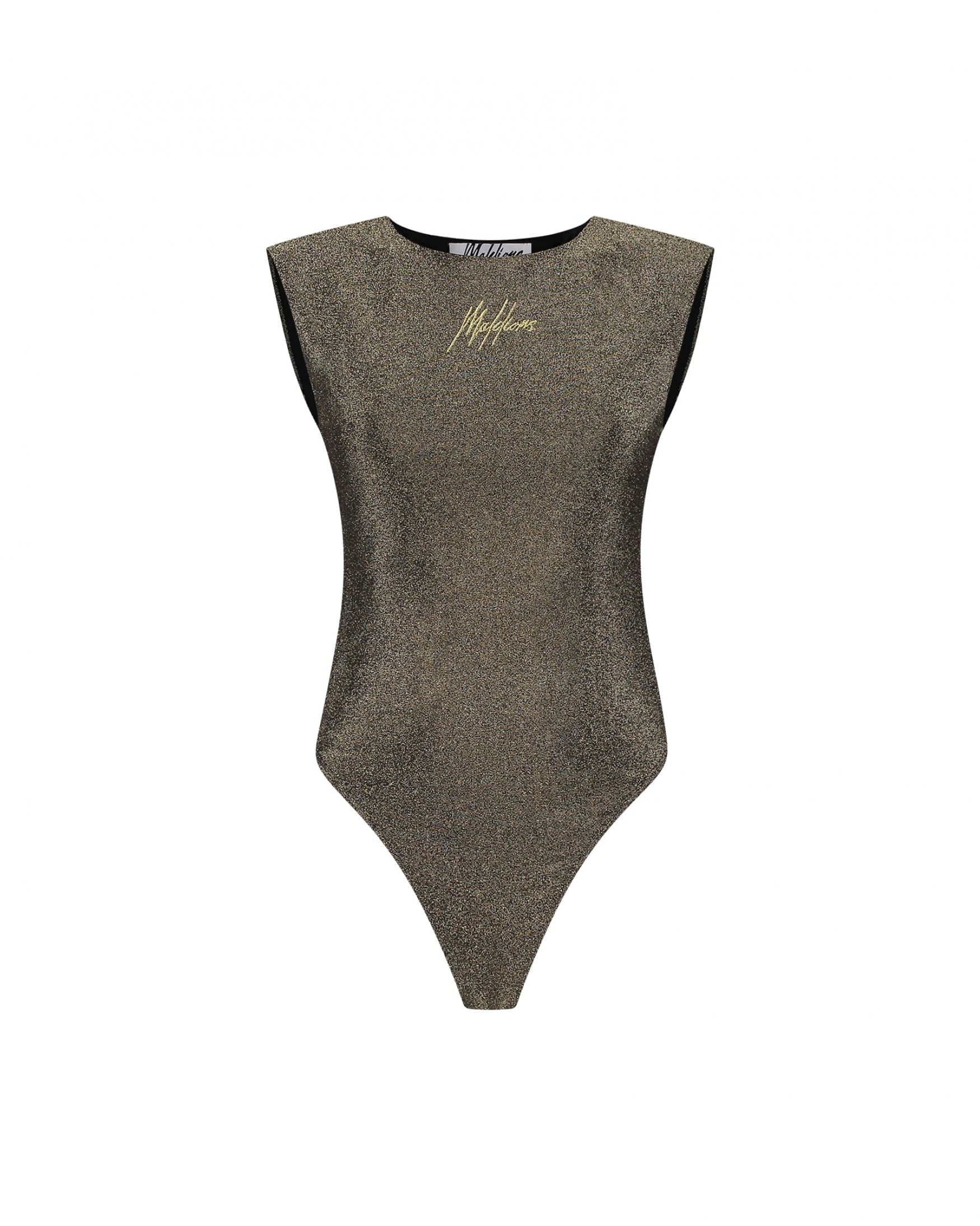  Malelions Women Sparkling Shoulder Bodysuit | Gold