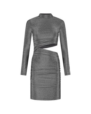 Malelions Women Sparkling Cut-Out Dress | Silver