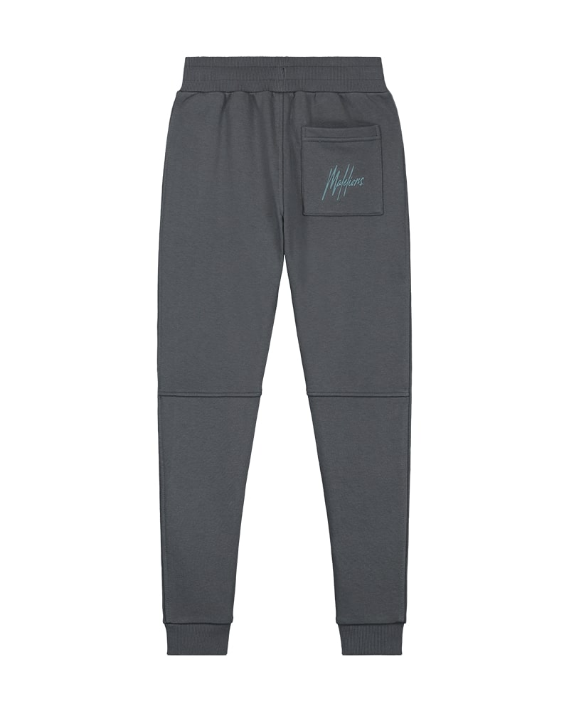 Malelions Men Striped Signature Sweatpants | Dark Grey/Ice Blue