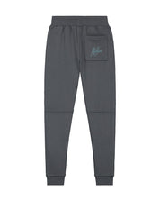 Malelions Men Striped Signature Sweatpants | Dark Grey/Ice Blue