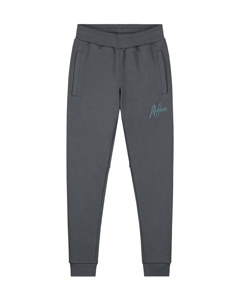 Malelions Men Striped Signature Sweatpants | Dark Grey/Ice Blue